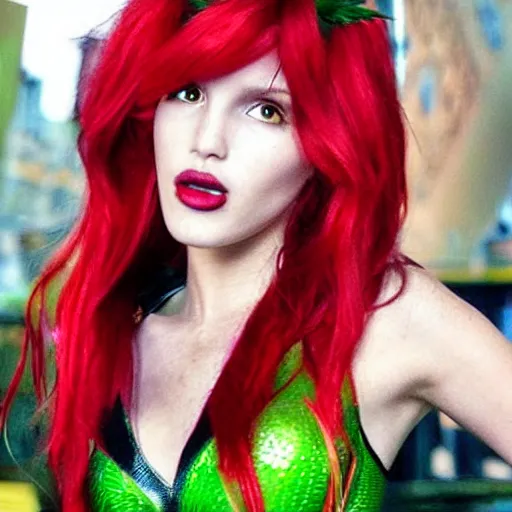 Image similar to “ bella thorne as poison ivy in batman ”