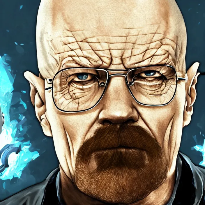 Prompt: walter white as a character in the game league of legends, with a background based on the game league of legends, detailed face