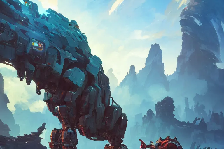 Image similar to tremortusk machine mecha animal beast robot of horizon forbidden west horizon zero dawn bioluminiscence, behance hd by jesper ejsing, by rhads, makoto shinkai and lois van baarle, ilya kuvshinov, rossdraws global illumination