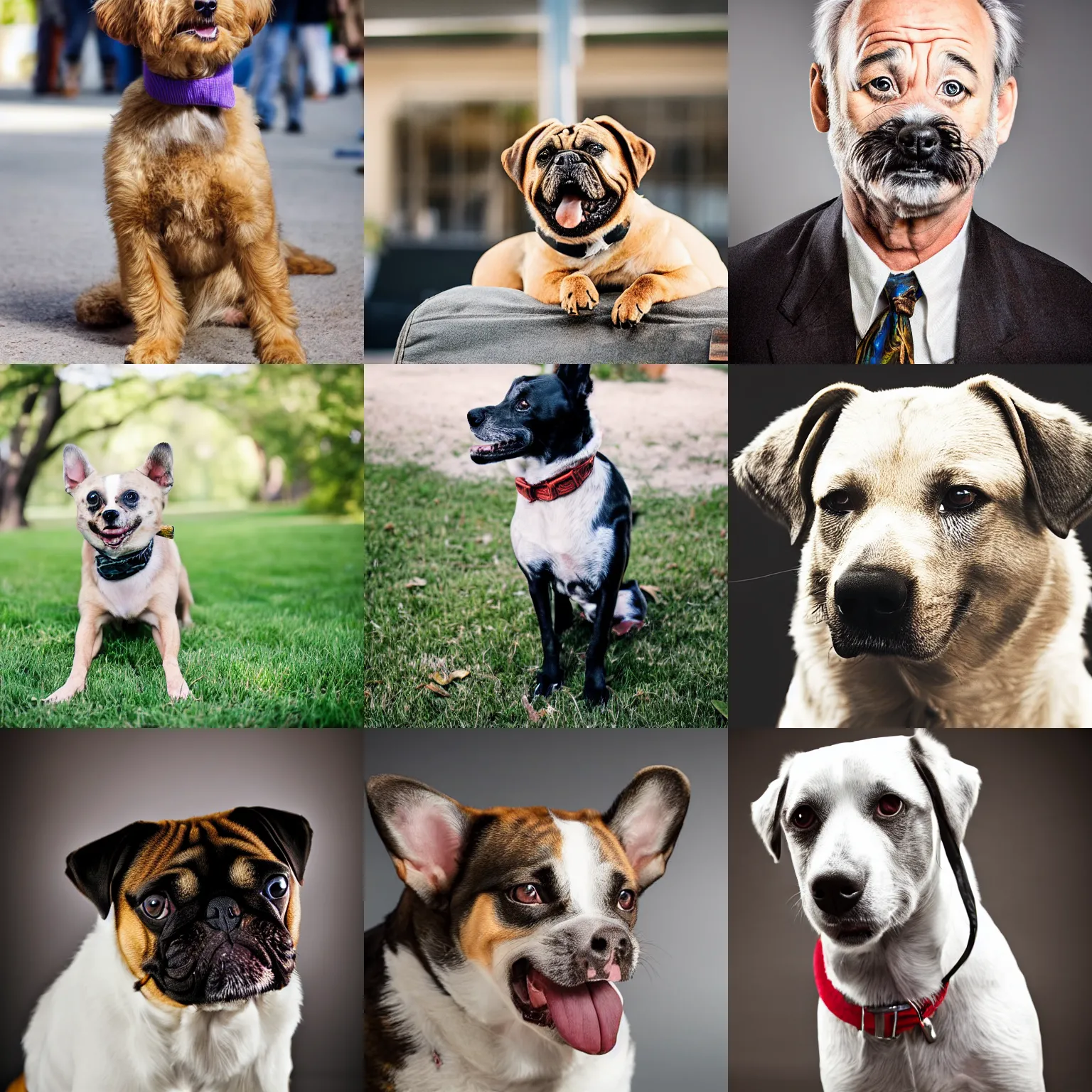 Prompt: a dog that looks like bill murray, professional pet photography, f / 4