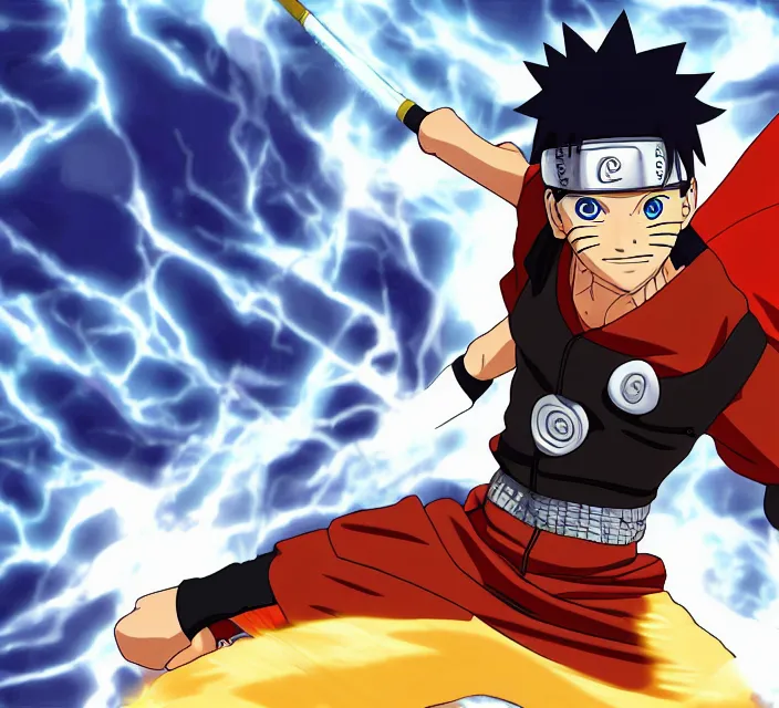 Image similar to naruto as thor, anime, 8 k resolution, realistic