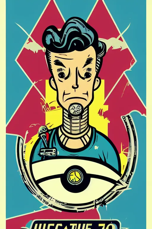 Image similar to fallout 7 6 retro futurist illustration art by butcher billy, sticker, colorful, illustration, highly detailed, simple, smooth and clean vector curves, no jagged lines, vector art, smooth andy warhol style