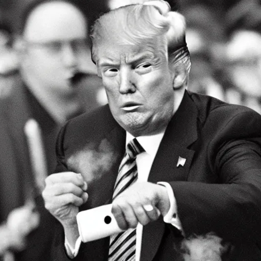 Image similar to a photo of donald trump smoking a cigarrette