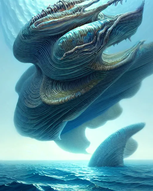 Image similar to a hyper - detailed 3 d render of aquatic creatures of the cresting waves, surrealism!!!!! surreal concept art, lifelike, photorealistic, digital painting, aesthetic, smooth, sharp focus, artstation hd, by greg rutkowski, bruce pennington, valentina remenar and asher duran,