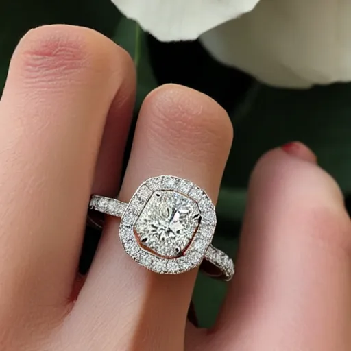 Image similar to stunning 4 5 carat diamond ring on wife finger