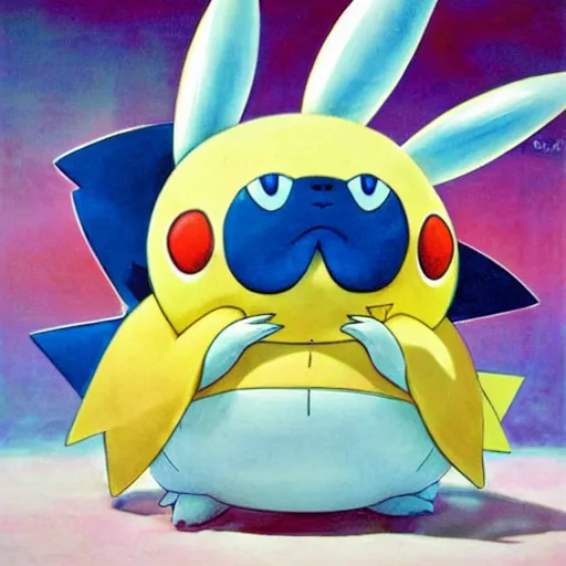 Prompt: A cute pokemon wearing a puffy coat by James Rosenquist