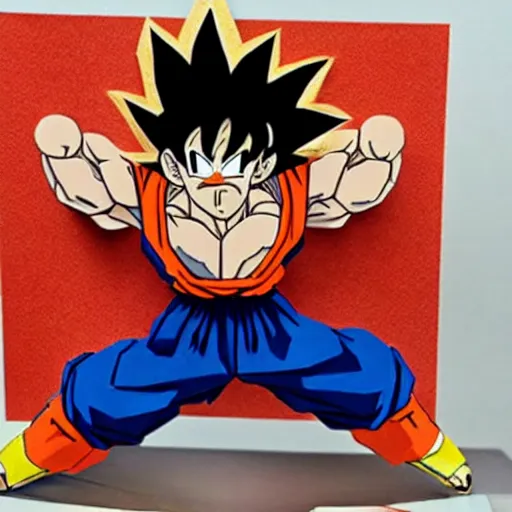 Image similar to a paper model of goku, paper modeling art.