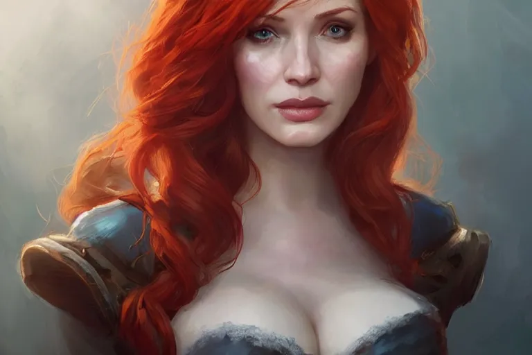 Prompt: A portrait of Christina Hendricks as Triss from the Witcher Game by Ruan Jia and Mandy Jurgens and Artgerm and william-adolphe bouguerea, highly detailed, trending on artstation, award winning, H 768