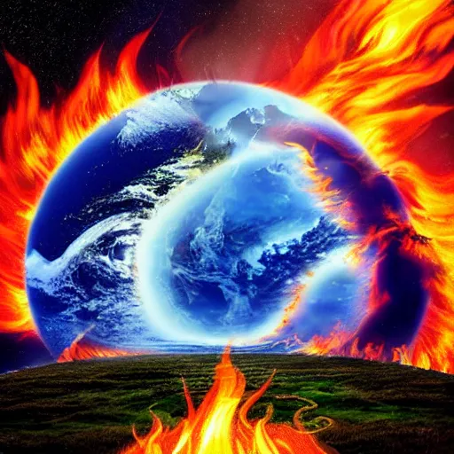 Prompt: heaven and earth on fire