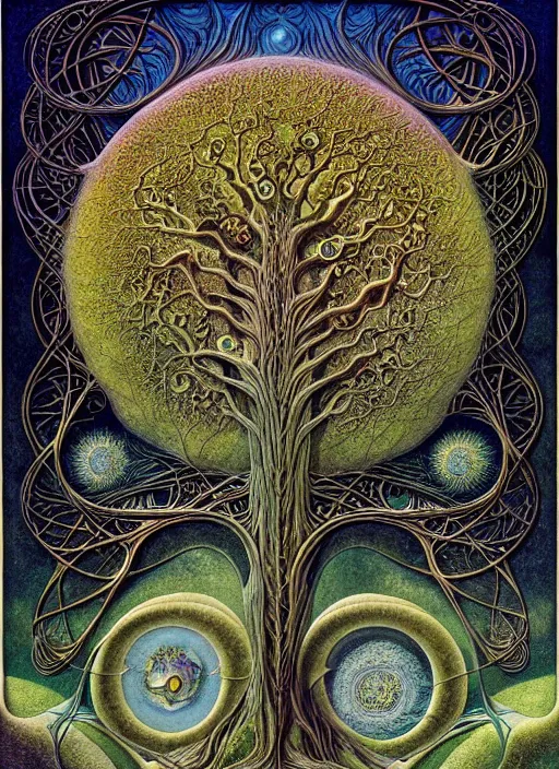 Image similar to tree of life by roger dean and andrew ferez, art forms of nature by ernst haeckel, divine chaos engine, symbolist, visionary, art nouveau, botanical fractal structures, organic, detailed, realistic, surreality