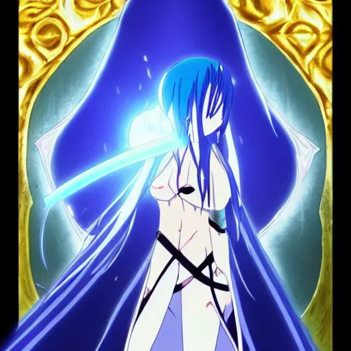 Image similar to rimuru tempest from that time i got reincarnated as a slime wearing a black trench coat, standing heroically beneath the sun, low - angle shot, art nouveau