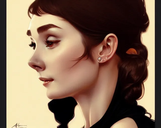 Image similar to photography of audrey hepburn, deep focus,, intricate, elegant, highly detailed, digital painting, artstation, concept art, matte, sharp focus, illustration, art by artgerm and greg rutkowski and alphonse mucha