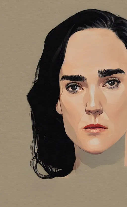 Image similar to detailed artwork by phil noto ; jennifer connelly ; brush texture ; asymmetric composition ; gallery painting by phil noto, by phil noto.