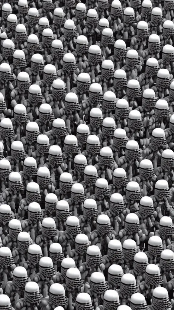 Image similar to army of 1000s of Obama bodybuilders marching in uniform like stormtrooper by Beeple, by Andy Warhol, 4K
