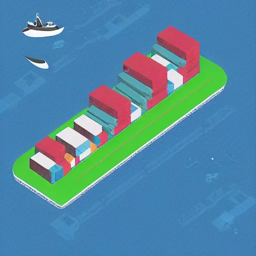 Image similar to isometric view of a shipping container port by chiho aoshima