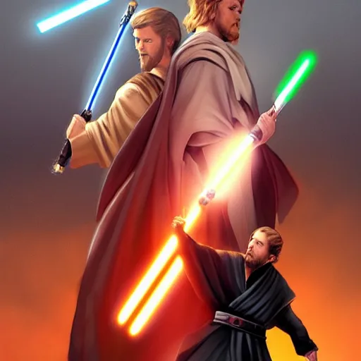 Prompt: obi wan vs anakin, dramatic!, trending on artstation,