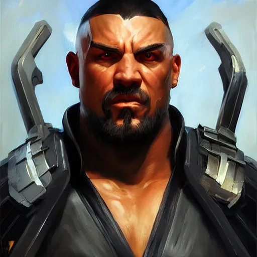 Image similar to greg manchess portrait painting of jax from mortal kombat as overwatch character, medium shot, asymmetrical, profile picture, organic painting, sunny day, matte painting, bold shapes, hard edges, street art, trending on artstation, by huang guangjian and gil elvgren and sachin teng