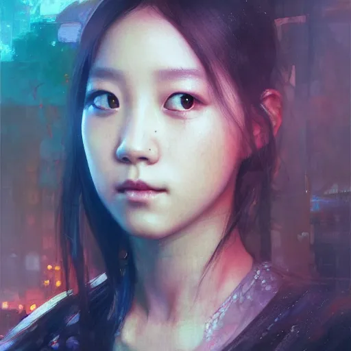 Image similar to jisoo of blackpink, hyperrealistic portrait, bladerunner street, art of elysium by jeremy mann and alphonse mucha, fantasy art, photo realistic, dynamic lighting, artstation, poster, volumetric lighting, very detailed face, 8 k, award winning