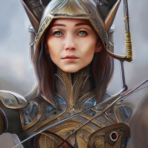 Prompt: robot archer, 8 k, portrait, elven, highly detailed, realistic, professional art, tolkien style elf,