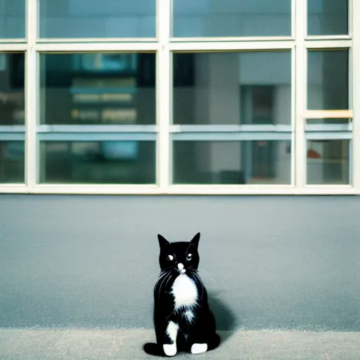 Prompt: cute cat wearing business suit on an office, kodak portra 4 0 0 color negative film