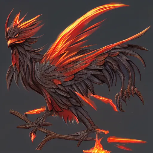 Prompt: burned out phoenix bird, trending on artstation