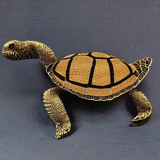 Prompt: artistic wire sculpture of a turtle highly detailed museum piece