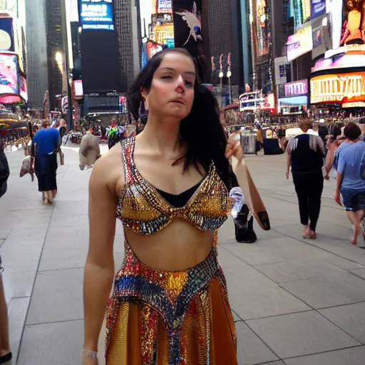 Image similar to beautiful barefoot cleopatra confused in times quare