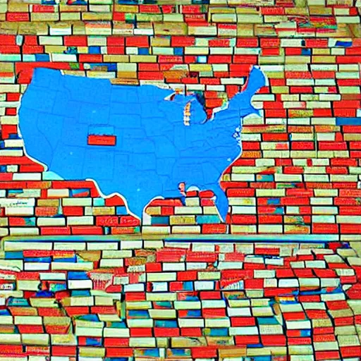 Image similar to a map of the united states made out of dominoes