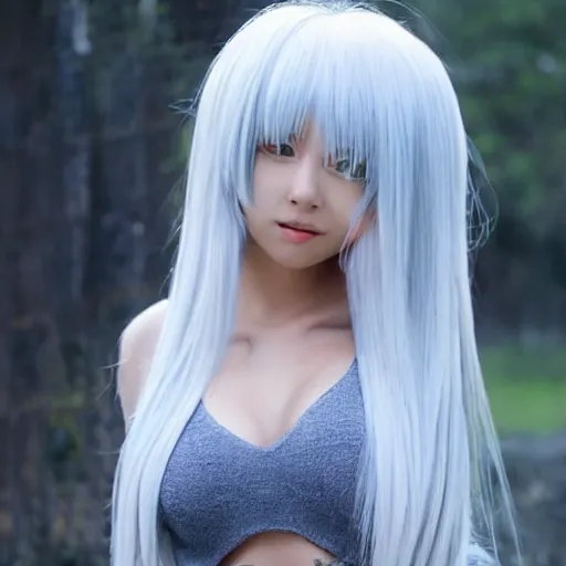 Image similar to cute anime girl with white hair