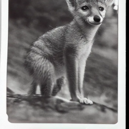 Image similar to real picture of baby thylacine taken with Polaroid