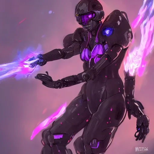 Image similar to Character design sketch with body made of Purple Lava and fire, mecha humanoid with cyberpunk bomber jacket, concept art character, organic, deep shadows by Heri Irawan, d&d art, fantasy, painted, 4k, high detail, sharp focus, artstation