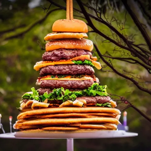 Prompt: a tree made of burgers