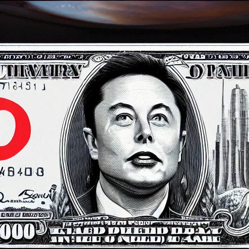 Image similar to Elon musk on the Mars Dollar bill