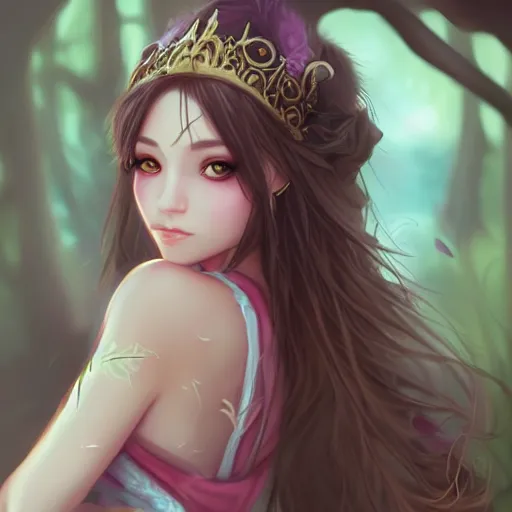 Prompt: fantasy princess girl art drawn in art style of WLOP full HD 4K highest quality realistic beautiful gorgeous natural WLOP artist