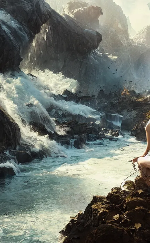 Image similar to most epic landscape, epic cinematic hyperrealism masterpiece. realistic poster with shaded lighting by craig mallismo, artgerm, jeremy lipkin and michael garmash, unreal engine, radiant light, detailed and complex environment, digital art, art station trends, environmental portrait, low angle, 3 5 mm, wide angle