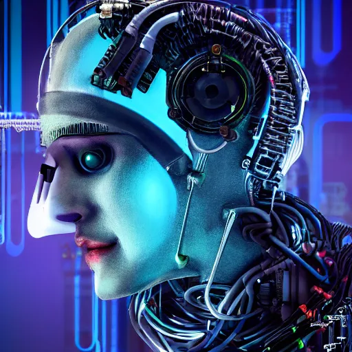 Image similar to Beautiful Photo of Arduino Uno in the robot's head. Cyberpunk. splatterpunk. 4K