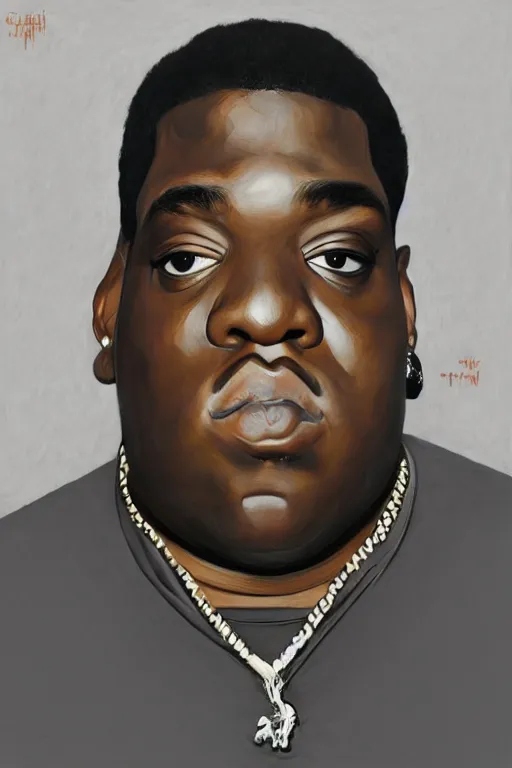 Prompt: a gorgeous portrait of biggie smalls in style of egon schiele, masterpiece, hyperdetailed, complex, intricate, 4 k, trending on artstation