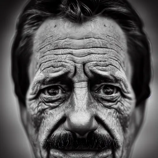 Prompt: portrait of 40-year-old Ned Flanders in the style of Lee Jeffries, award-winning, detailed, 82 mm sigma art, close up