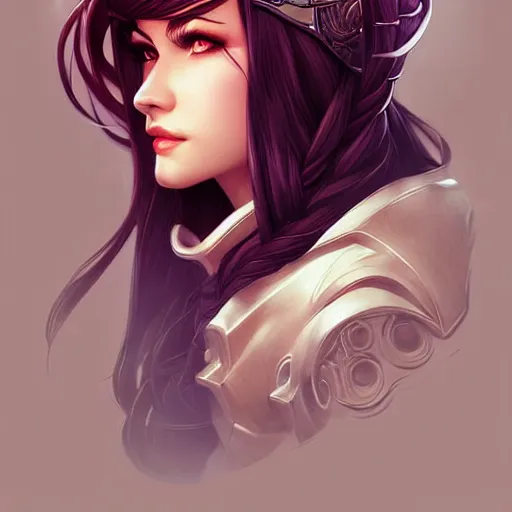 Image similar to head and shoulders portrait of Katarina from League of Legends illustration, medium shot, intricate, elegant, highly detailed, digital art, ffffound, art by JC Leyendecker and sachin teng