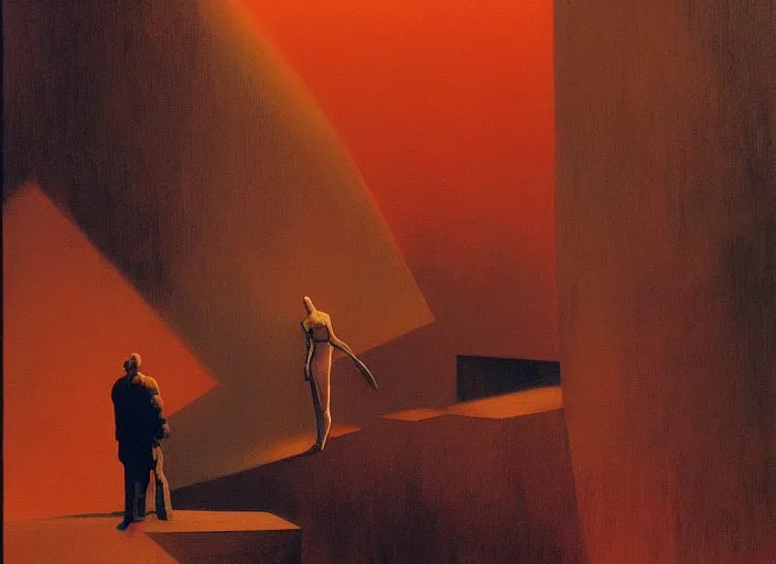 Image similar to painting about love and power, science fiction, Edward Hopper and James Gilleard, Zdzislaw Beksinski highly detailed