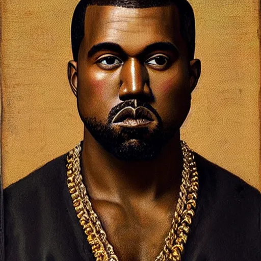 Image similar to A Renaissance portrait painting of Kanye West