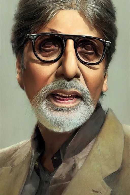 Image similar to Amitabh Bachchan, closeup character portrait art by Donato Giancola, Craig Mullins, digital art, trending on artstation