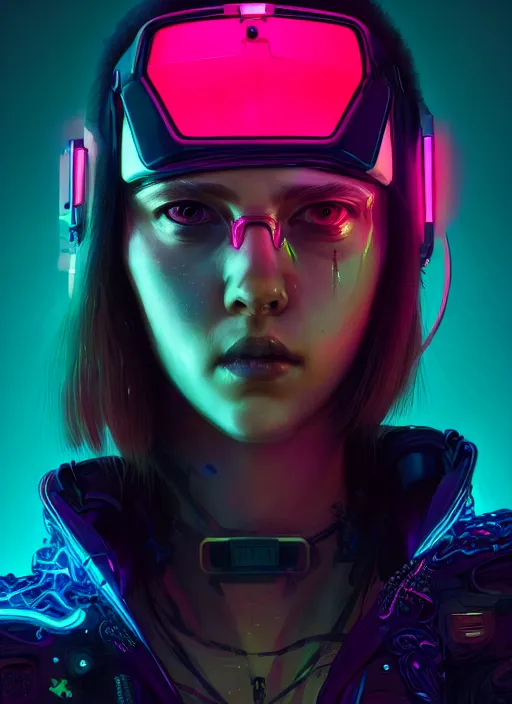 Image similar to portrait of brin, cyberpunk woman with cool techwear clothing, intricate, harsh neon lights, highly detailed, digital painting, artstation, concept art, smooth, sharp focus, illustration, art by wlop, mars ravelo and greg rutkowski