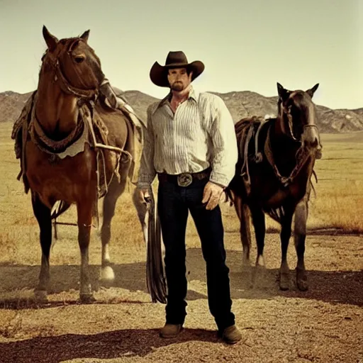 Image similar to christian bale, full length portrait, american west, cowboys