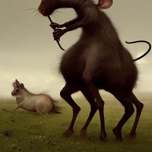 Image similar to hybrid of mouse and horse and rat, half horse - half mouse, digital art fantasy art, art by george stubbs, jakub rozalski