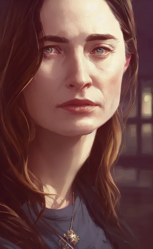 Image similar to highly detailed portrait young claire forlani in gta v, stephen bliss, unreal engine, fantasy art by greg rutkowski, loish, rhads, ferdinand knab, makoto shinkai and lois van baarle, ilya kuvshinov, rossdraws, tom bagshaw, global illumination, radiant light, detailed and intricate environment