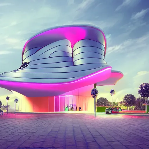 Prompt: Treble clef shaped building, modern, neon, futuristic, hyper realistic, trending on artstation, highly detailed, 8K IMAX, beautiful, digital art