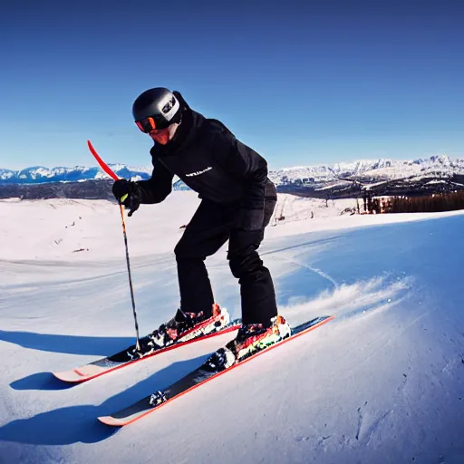 Prompt: photo of a guy skiing on ice cream