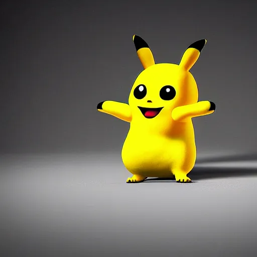 Image similar to Hyperrealistic Pikacho, photograph, standing on a blank background