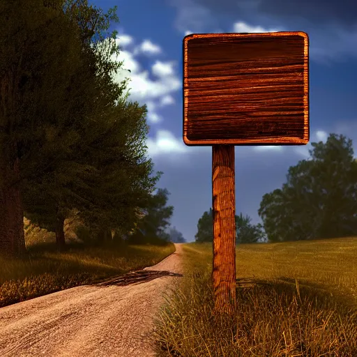 Image similar to old dirt road intersection with wooden signs artstation, digital art, wide shot